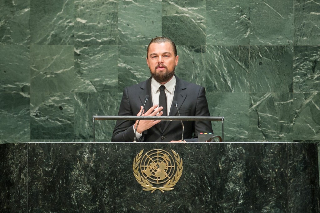 Discurso de Leonardo DiCaprio en la Ceremonia de Apertura de la Cumbre del Clima 2014 de la ONU. Crédito: UN Photo/Cia Pak. Discurso de Leonardo DiCaprio en la Ceremonia de Apertura de la Cumbre del Clima 2014 de la ONU. Crédito: UN Photo/Cia Pak.