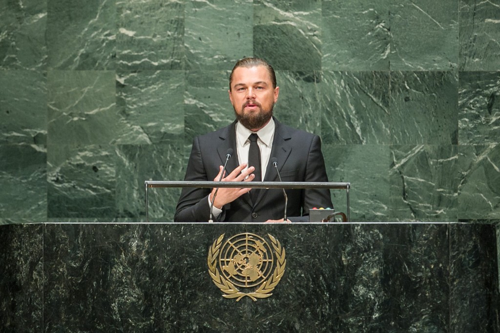 Discurso de Leonardo DiCaprio en la Ceremonia de Apertura de la Cumbre del Clima 2014 de la ONU. Crédito: UN Photo/Cia Pak.