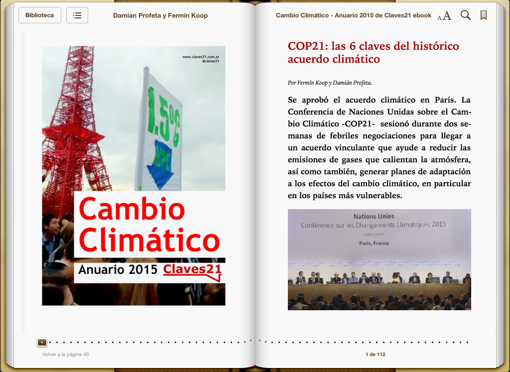 Ebook sobre cambio climático 2015 de Claves21 - Periodismo Ambienta. 